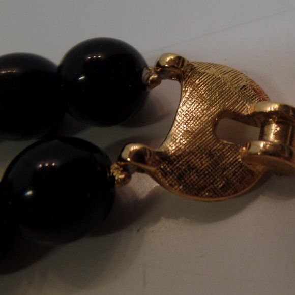 Kenneth J. Lane KJL for Avon Black Beaded Multi Strand Necklace Rose Bling 14" - Picture 15 of 16